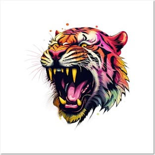 Rainbow Roar - Spectacular Grunge Tiger Tee Posters and Art